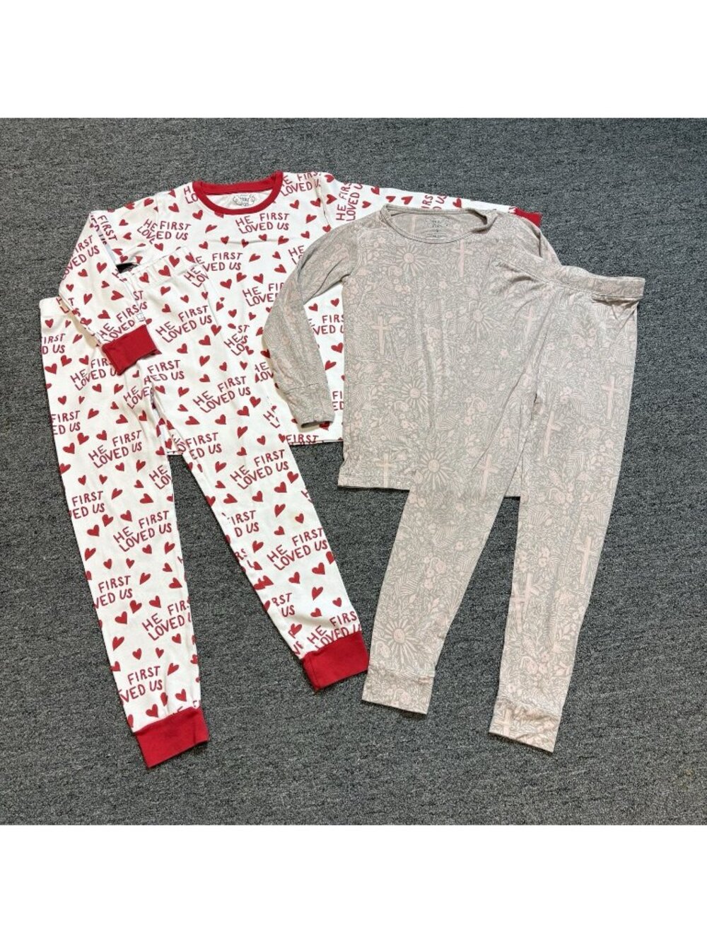 HOLY PALS Girls Kids Size 6 Lot of 2 Long Sleeve Pajama Sets Bamboo & Cotton